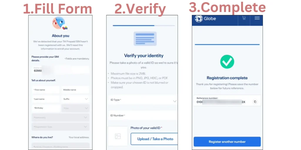 SIM registration steps