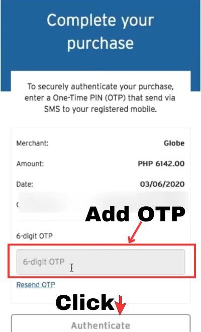 Authentication by using OTP