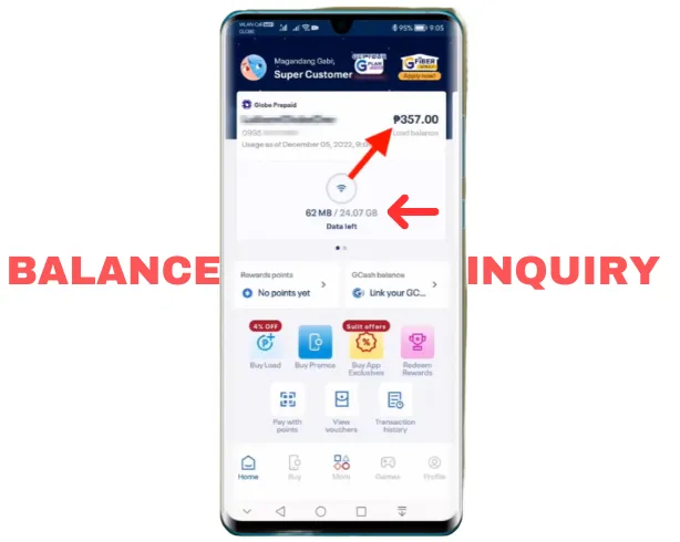 Balance Inquiry via GlobeOne App