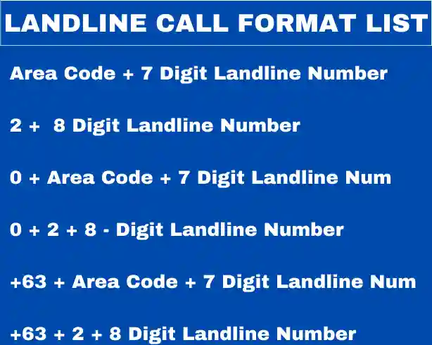 call landline format list