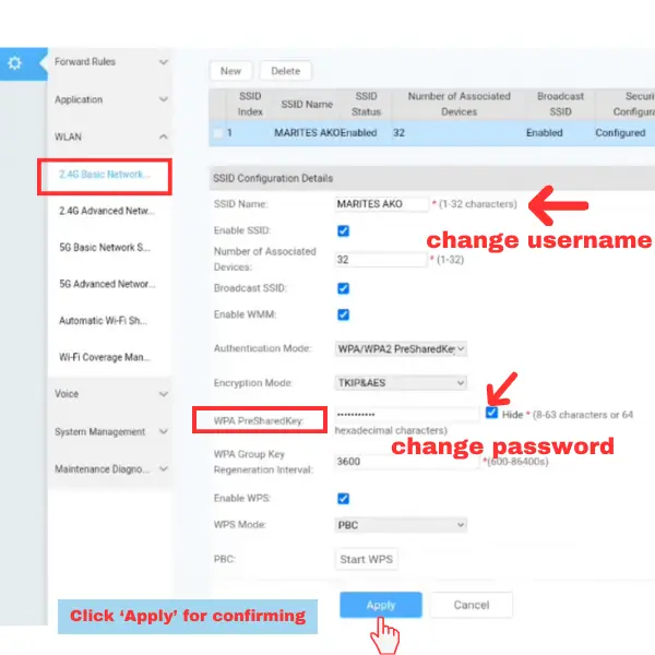 change globe at home wifi username and password