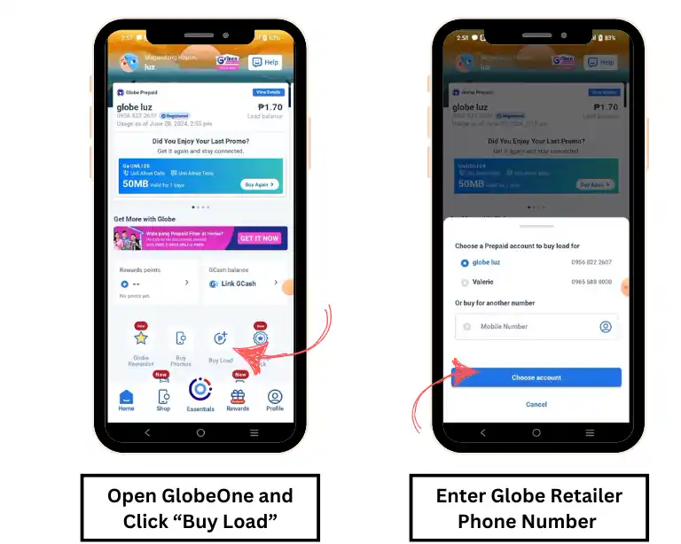 buy load using globeone app
